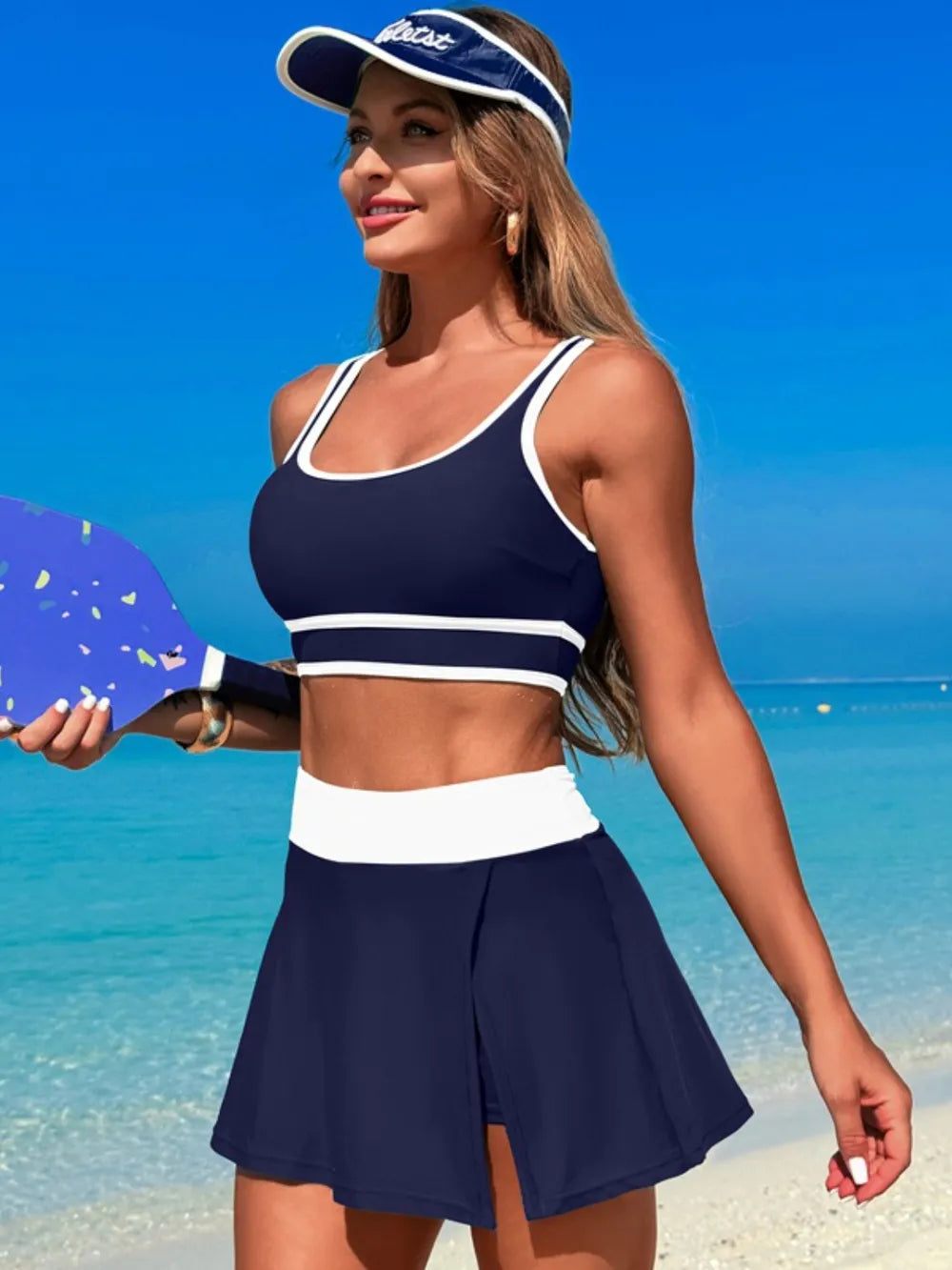 Scoop Neck Top Skort Swim Set (24)