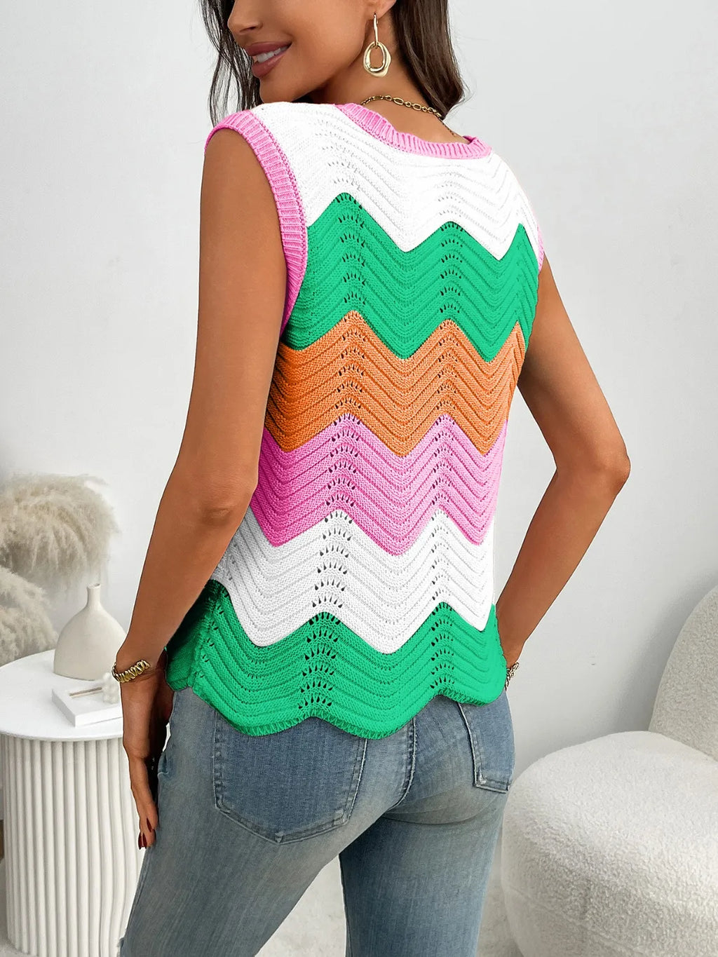 Block Round Neck Sweater Vest (11)