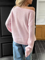 One Shoulder Ribbed Knit Sweater (2)