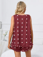 Heart Scoop Neck Tank Shorts Lounge Set (8)