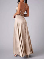 Lace Up Back Split Maxi Dress (12)