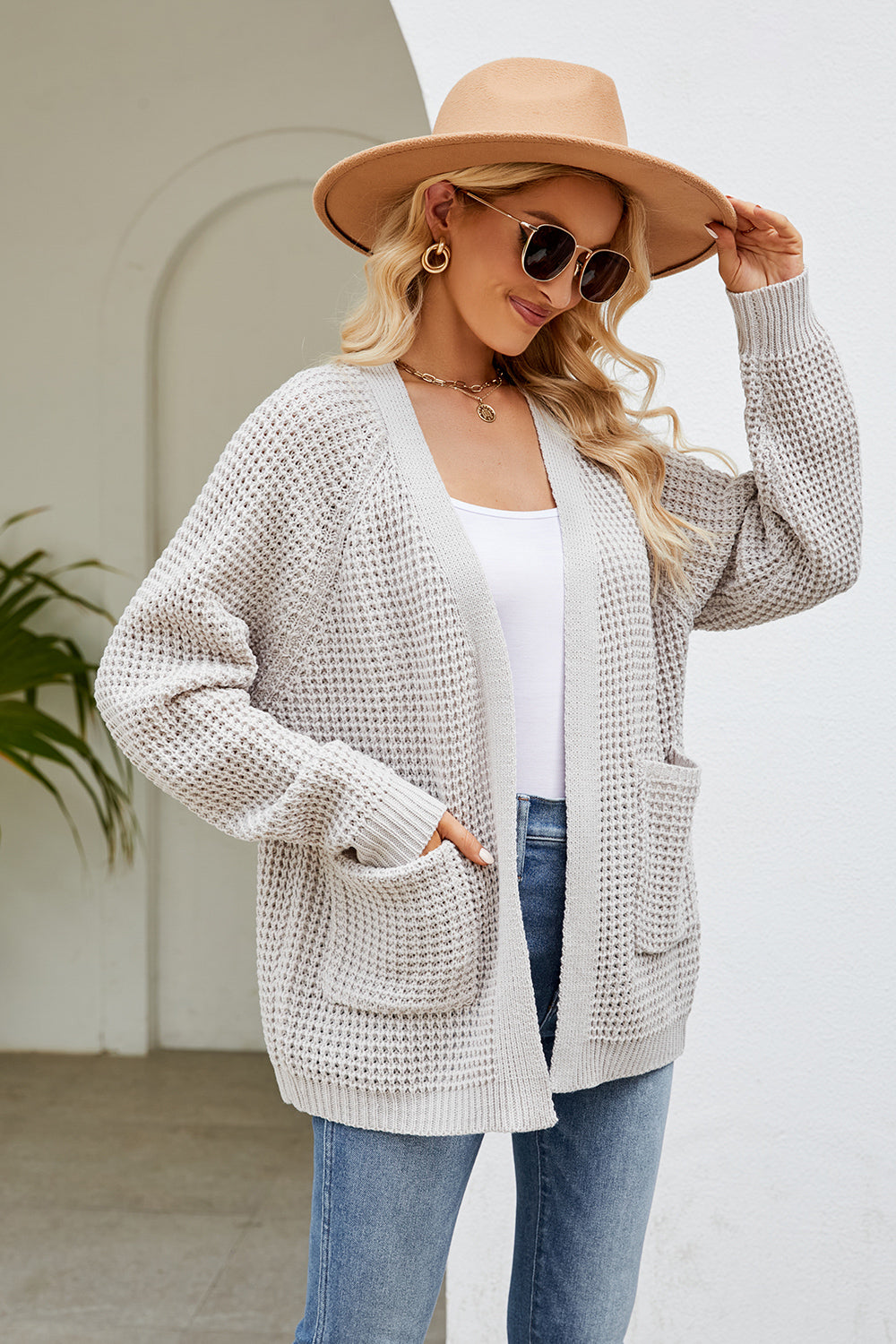 Open Front Long Sleeve Cardigan Pockets (6)