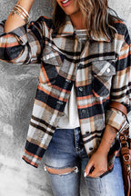 Plaid Button Front Shirt Jacket Breast Pockets (12)