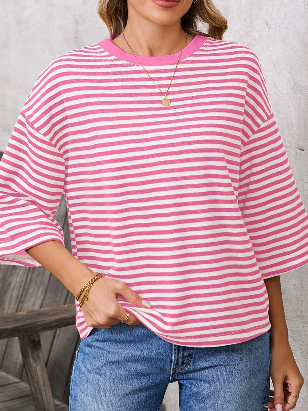 Striped Back Bow Tie T-shirt (2)
