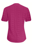 Openwork Notched Short Sleeve Top (9)