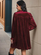Ruched Surplice Long Sleeve Mini Dress (5)