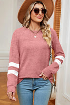 Striped Heathered Round Neck T-shirt (4)