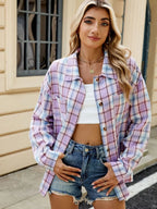 Plaid Collared Neck Long Sleeve Shirt (20)
