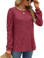 Ribbed Knit Top Puff Sleeves (3)