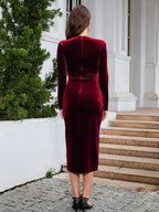 Ruched Slit Surplice Wrap Dress (2)