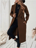 Full Size Elegant Lapel Collar Belted Coat Pockets Plus (10)