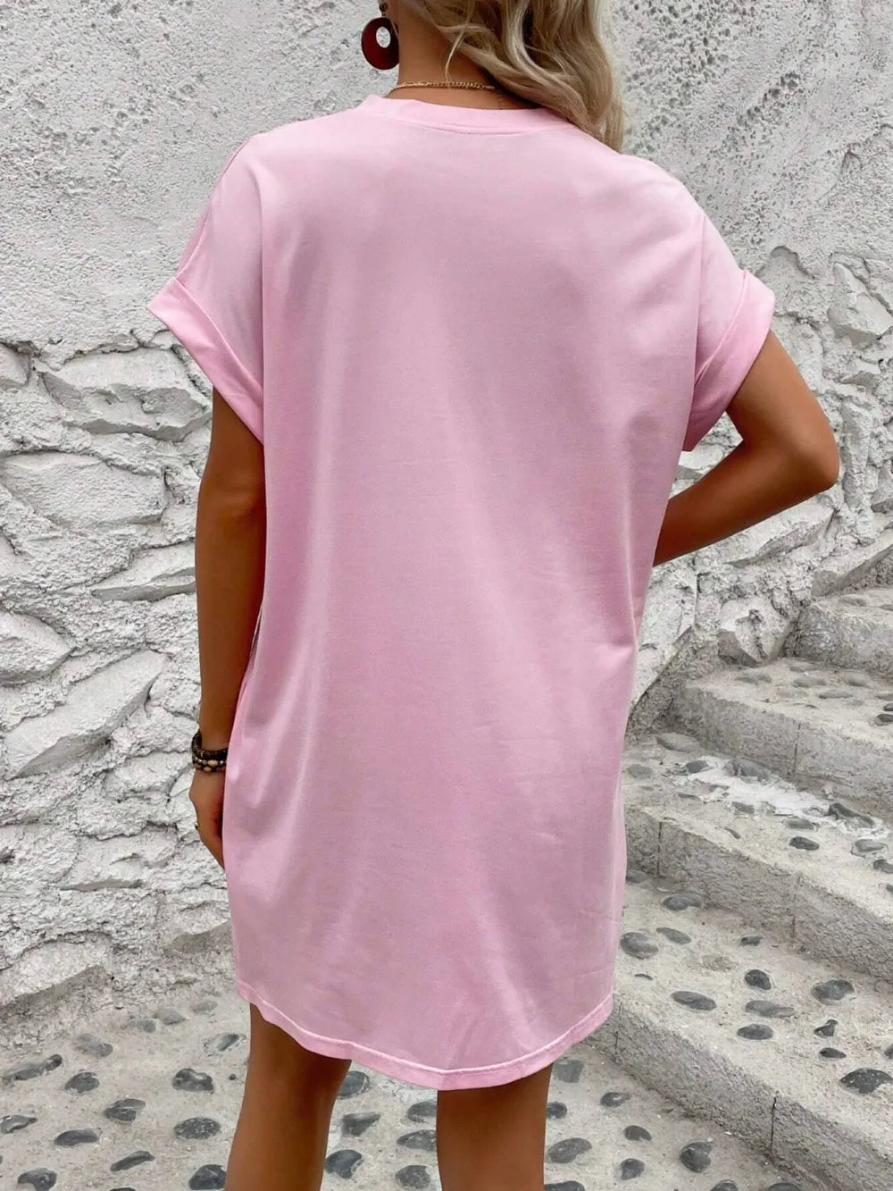 Round Neck Short Sleeve Mini Dress (9)