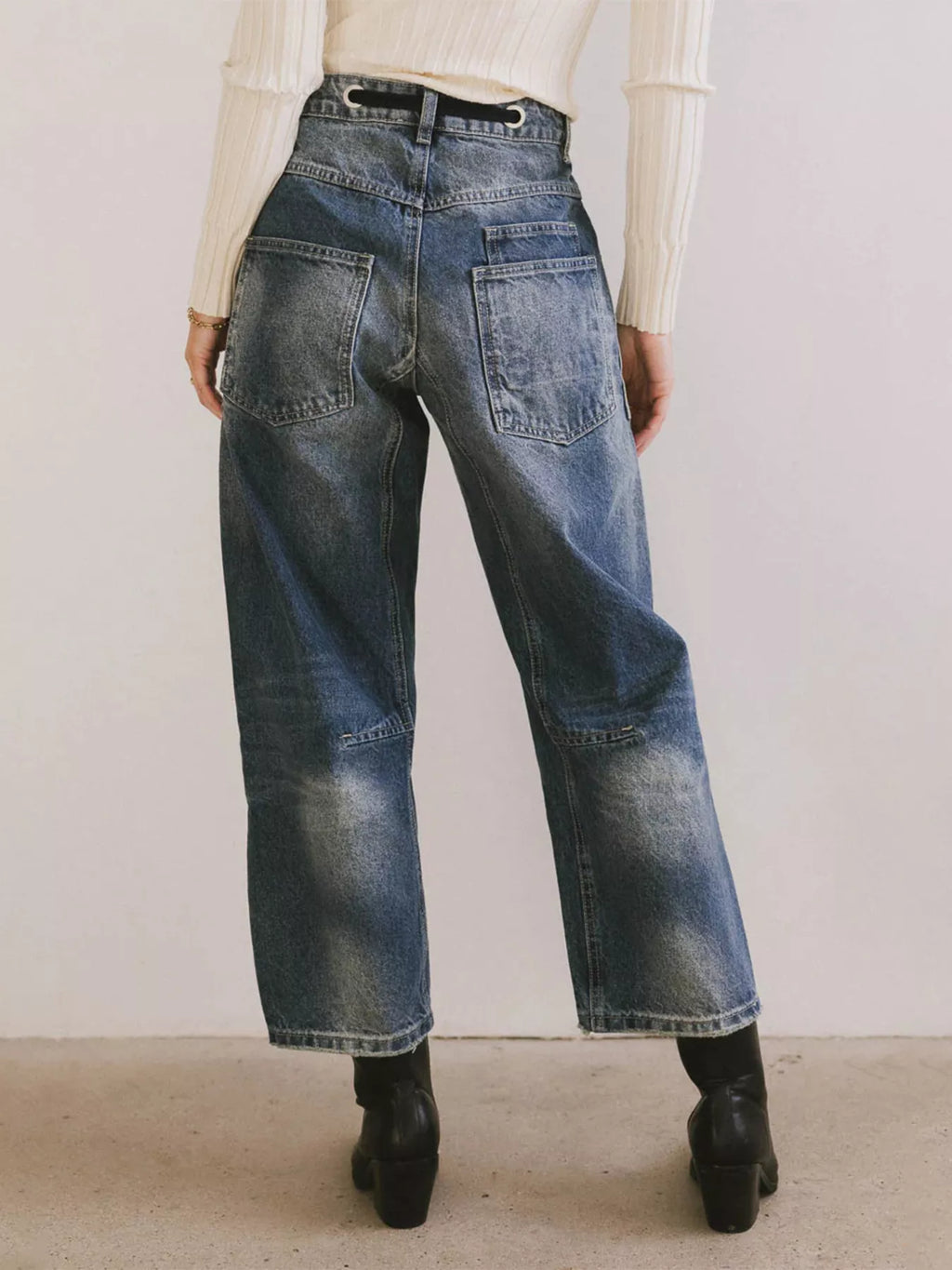 Drawstring Wide Leg Cropped Jeans (18)