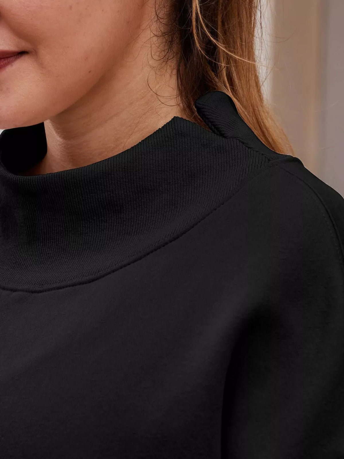 Oversized Mock Neck Long Sleeve Sweatshirt (20)