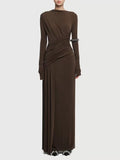 Ruched Long Sleeve Maxi Dress