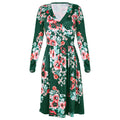 Printed Long Sleeve V-neck Pocket Dress variant CJNSSYLY15765-Green-XL|CJNSSYLY15765-Green-L|CJNSSYLY15765-Green-XXL|CJNSSYLY15765-Green-M|CJNSSYLY15765-Green-S