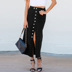 Button Irregular Slit Midi Dress photo 4
