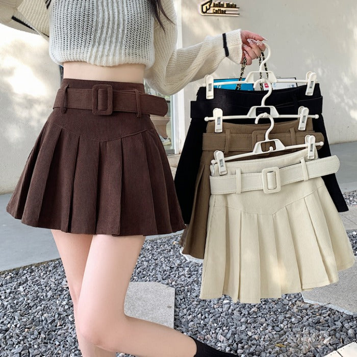 Corduroy Half Autumn A-line Skirt Pleated photo 2