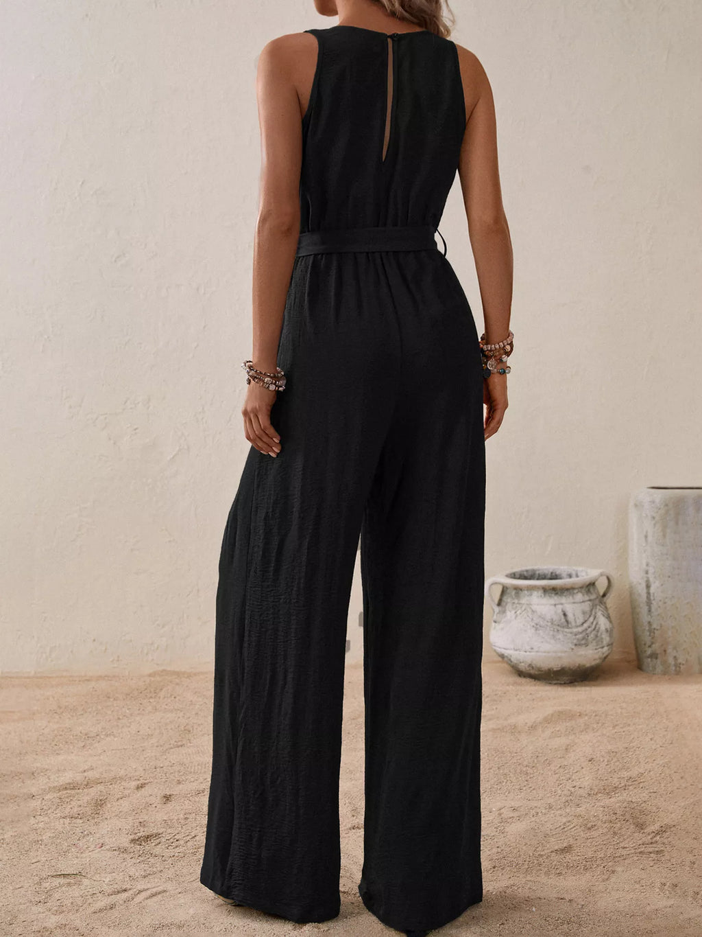Sleeveless Tie Waist Wide Leg Jumpsuit (4)