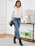 Pocketed Long Sleeve Cropped Hooded Winter Coat (12)