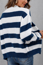 Striped Button Up Long Sleeve Sweater (15)