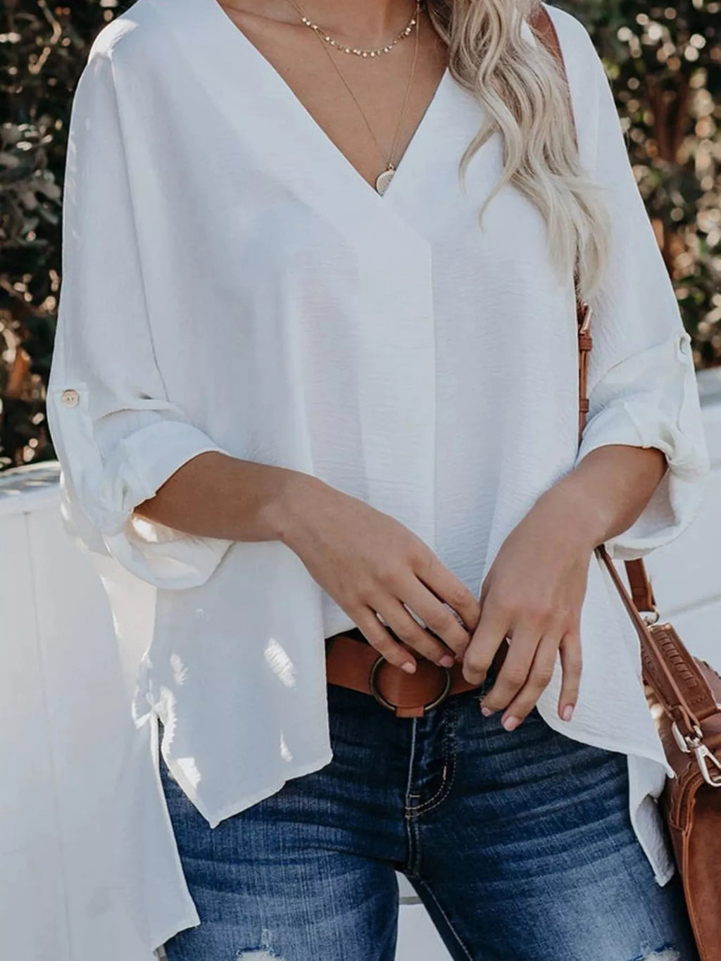 Elegant V-neck Long Sleeve Blouse (3)