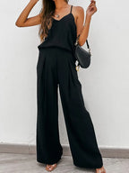 Spaghetti Strap Cami Wide Leg Pants Set (3)