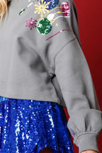 Sequin Round Neck Dropped Shoulder Sweatshirt (9)