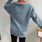 V-neck Drop Shoulder Long Sleeve Sweater (6)
