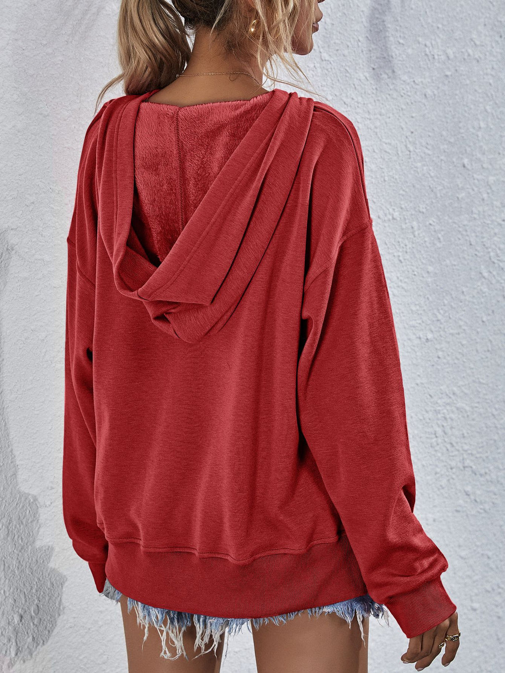 Dropped Shoulder Slit Hoodie (18)