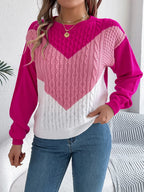 Contrast Round Neck Long Sleeve Sweater (17)
