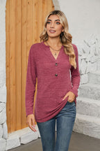 Notched Neck Long Sleeve T-shirt (17)