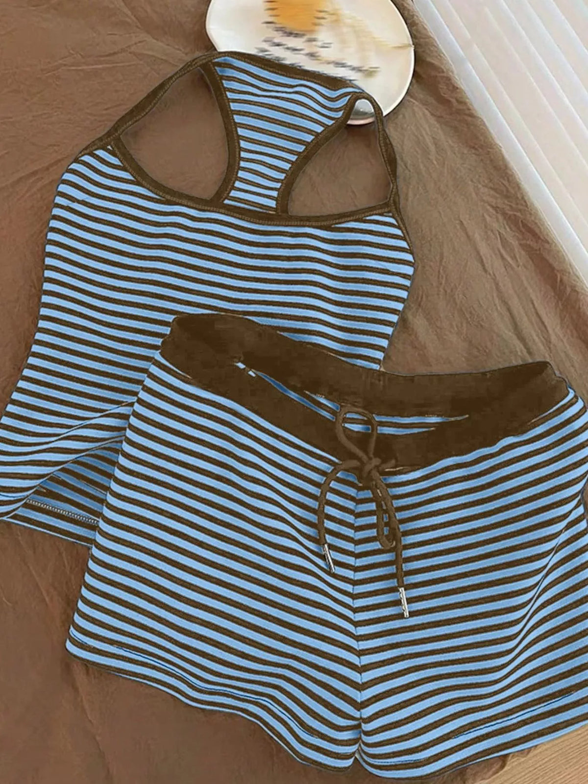 Striped Tank Top Shorts Set (9)