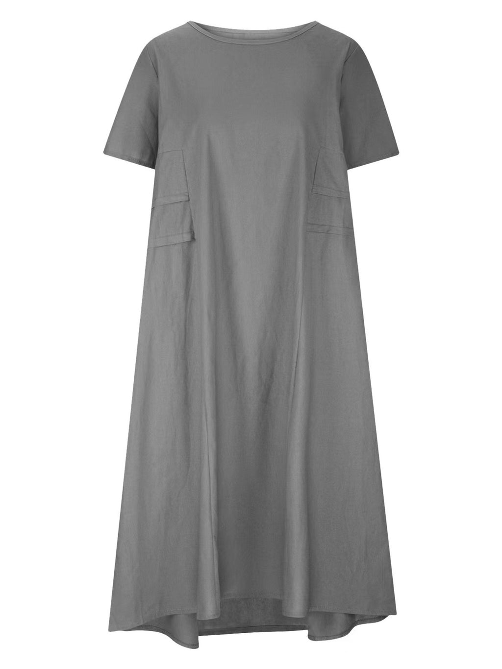 Full Size Casual Linen Blend Midi Dress Plus (15)