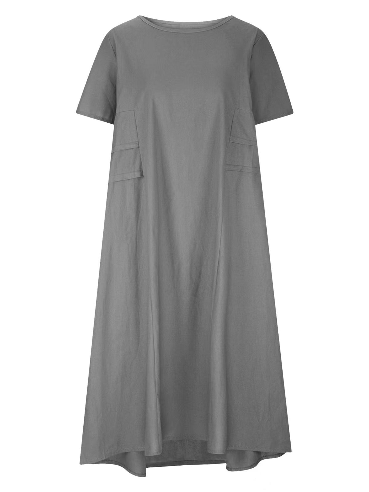 Full Size Casual Linen Blend Midi Dress Plus (15)
