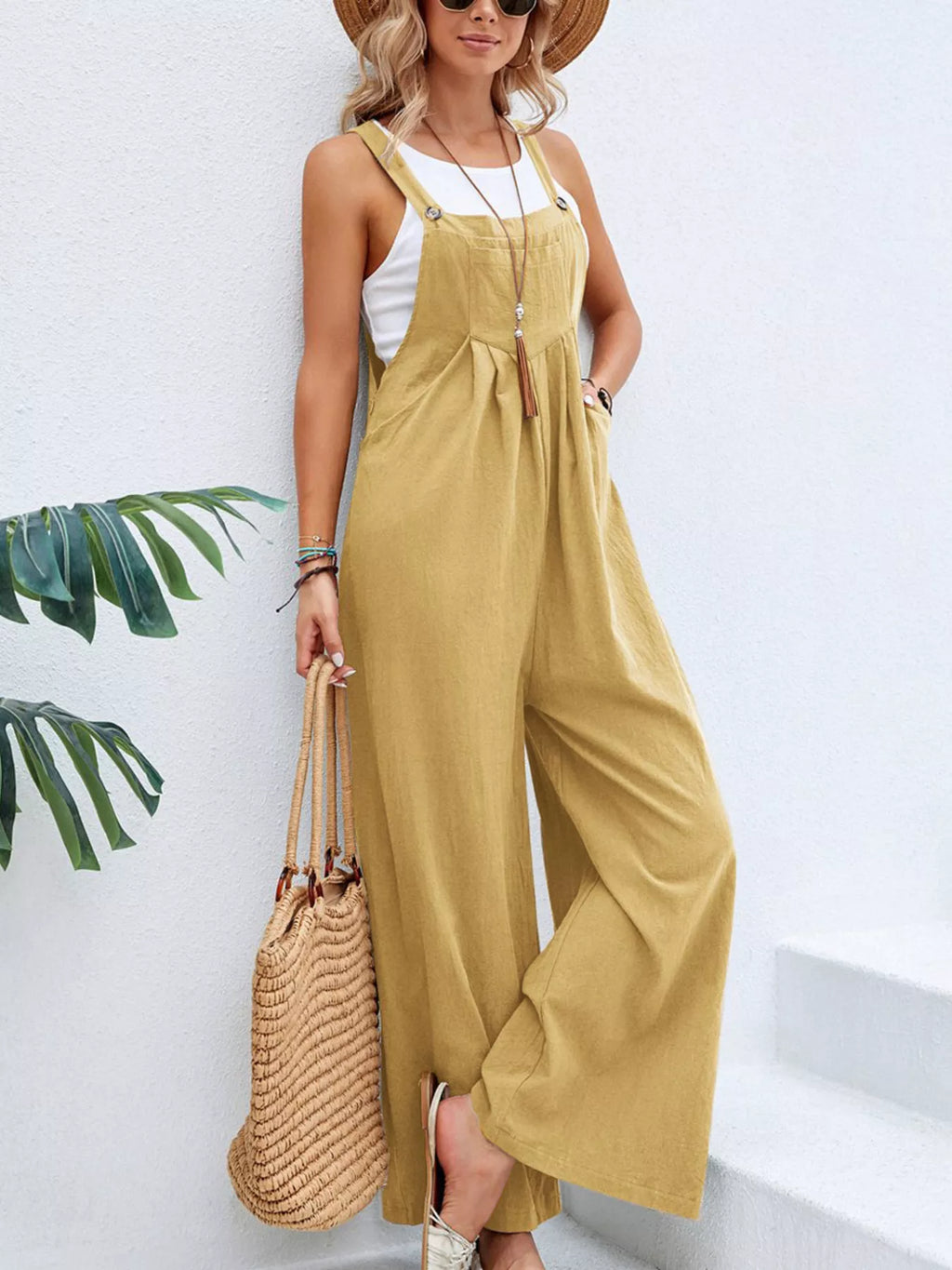 Full Size Casual Wide-leg Overalls Pockets Plus (7)
