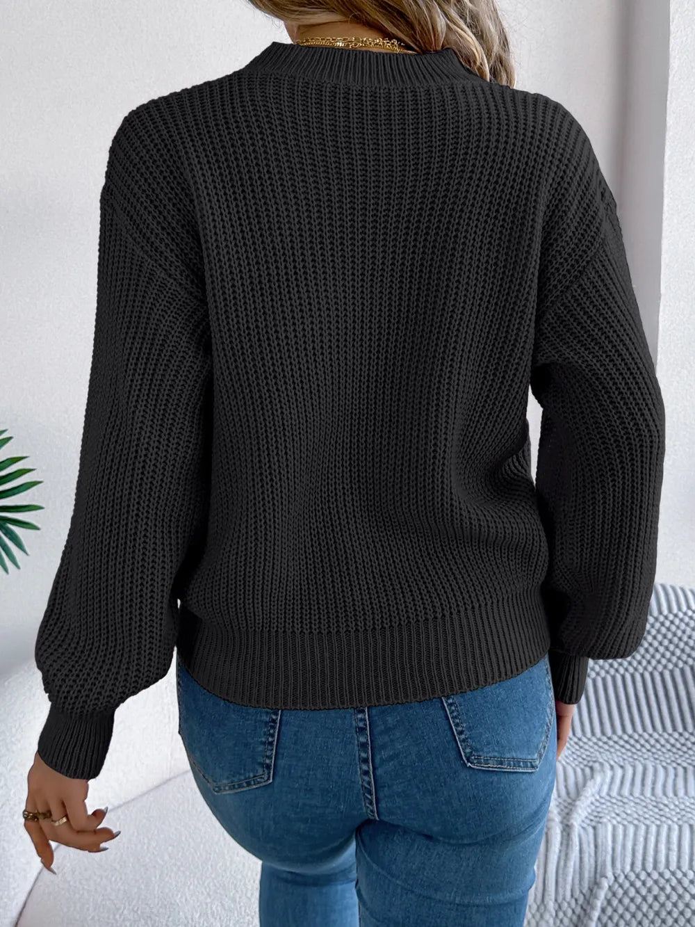 Love Heart Round Neck Dropped Shoulder Sweater (14)