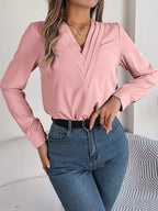 Layered V-neck Long Sleeve Blouse (9)