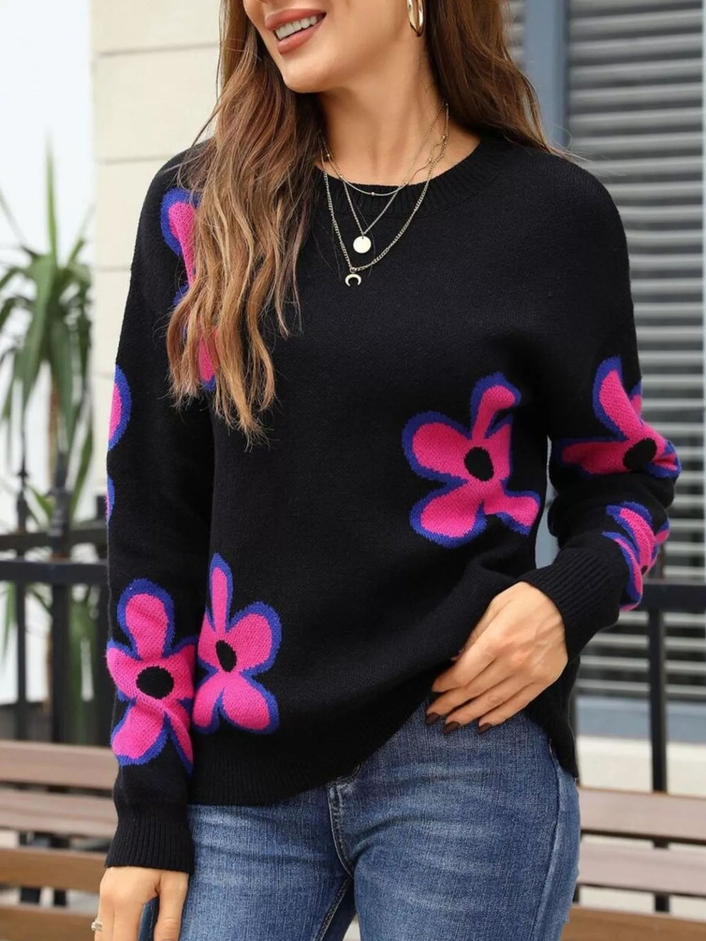 Floral Crew Neck Sweater (10)