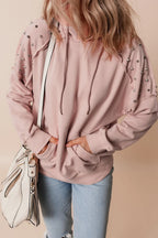 Rivet Drawstring Long Sleeve Hoodie (7)