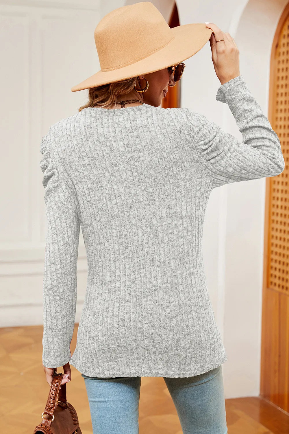 Round Neck Puff Sleeve T-shirt (12)