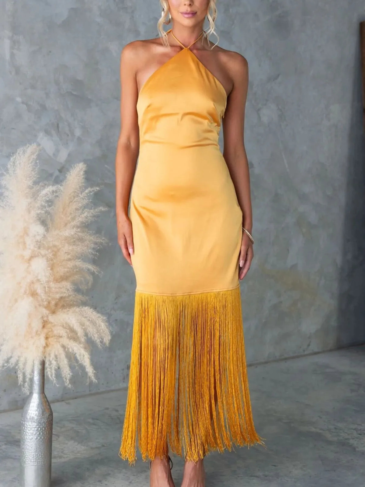 Fringe Halter Neck Dress (5)
