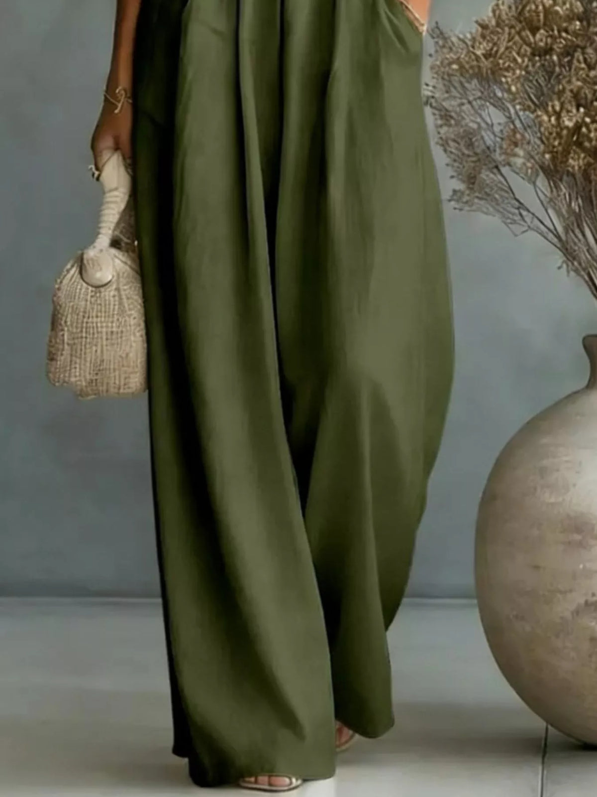 Full Size Half Sleeve Wide-leg Jumpsuit Plus (30)