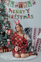 Christmas Asymmetrical Neck Long Sleeve Dress (5)