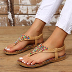 Pu Leather Beaded Flat Sandals (5)
