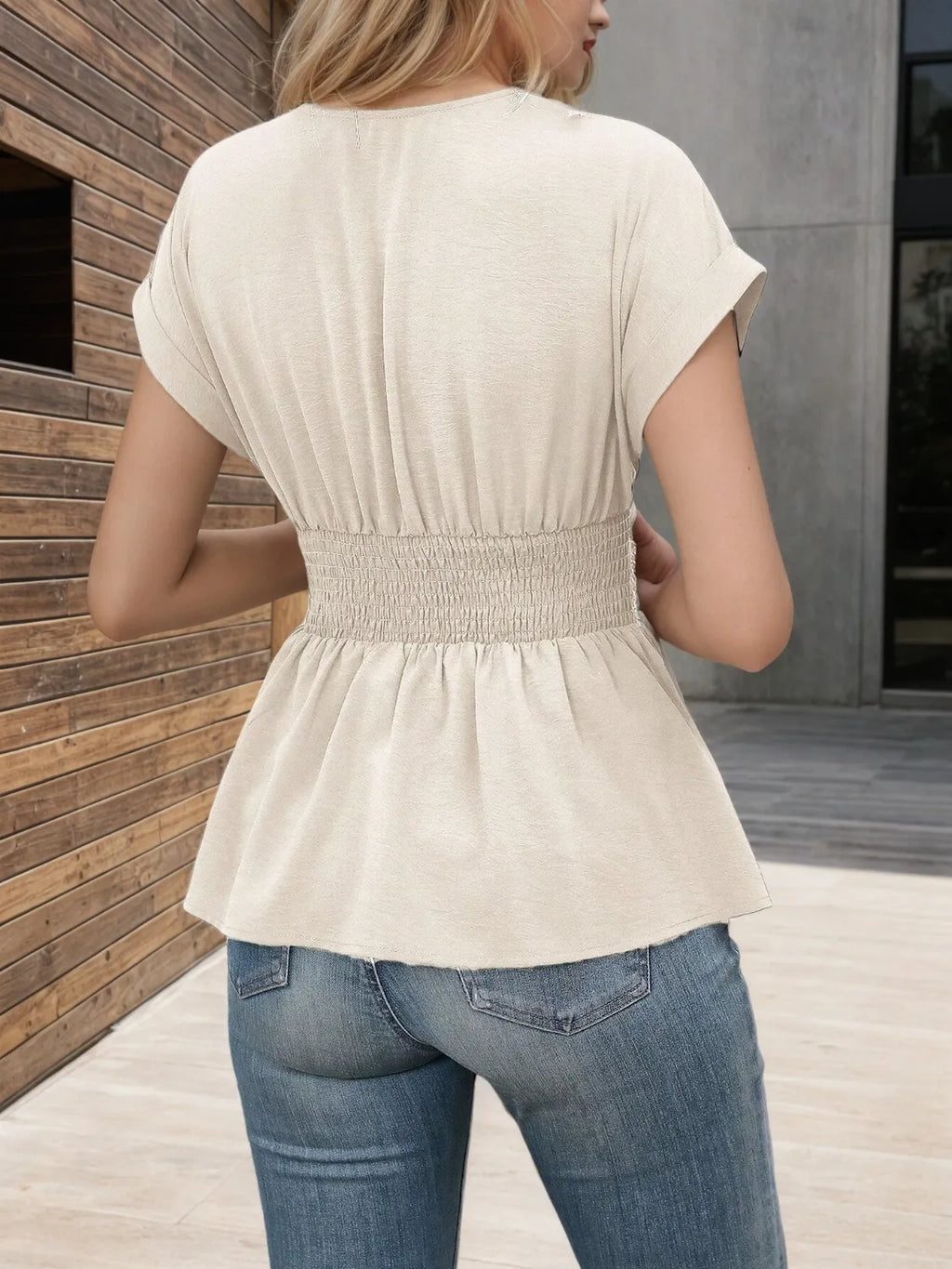 Surplice Short Sleeve Blouse (4)