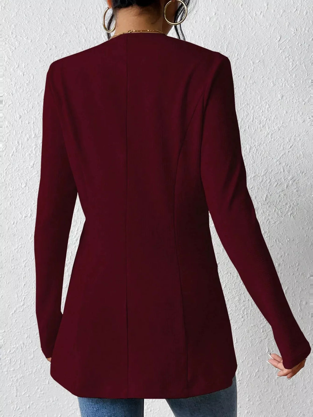 One Button Long Sleeve Blazer (23)