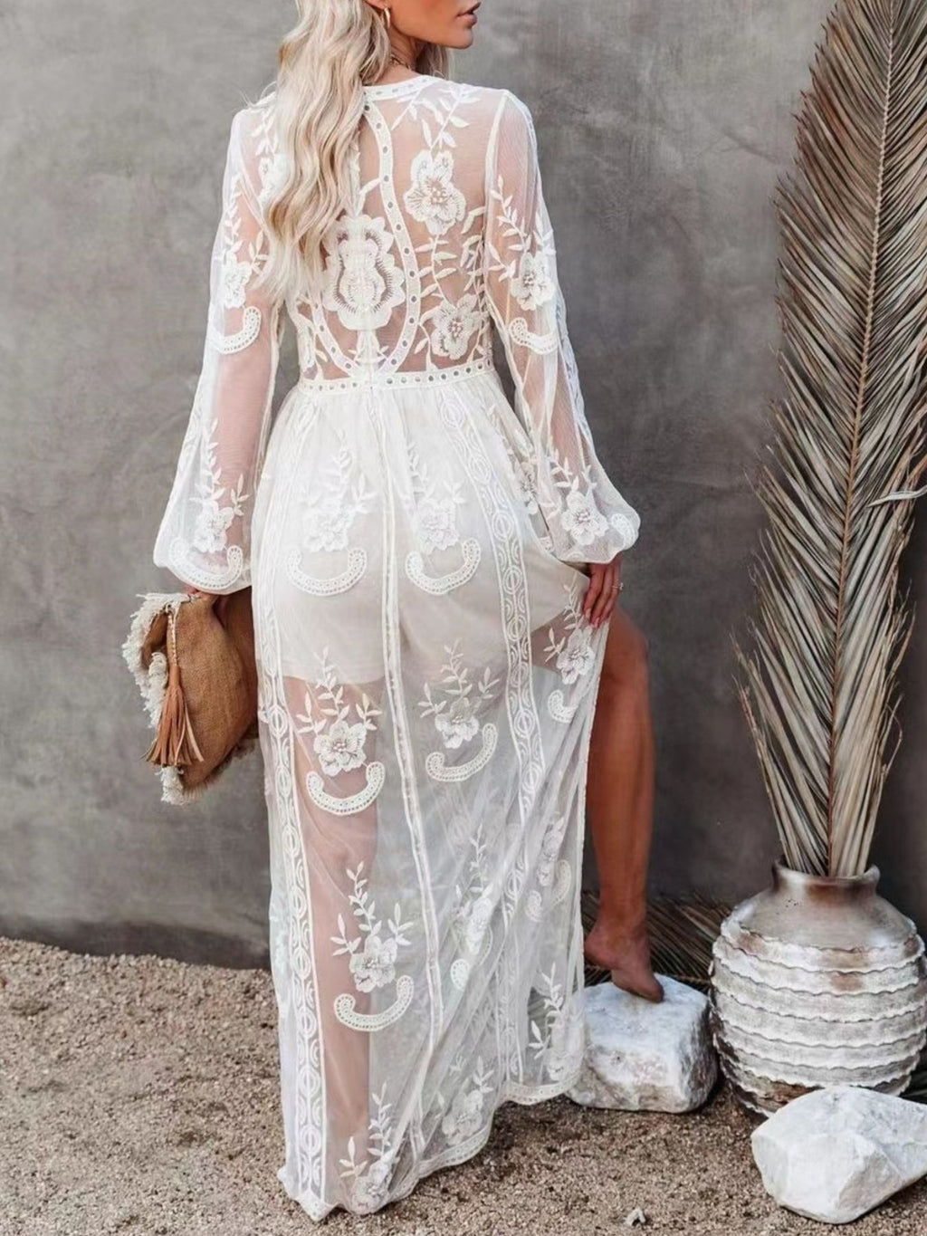 Floral Lace Slit Maxi Dress (8)
