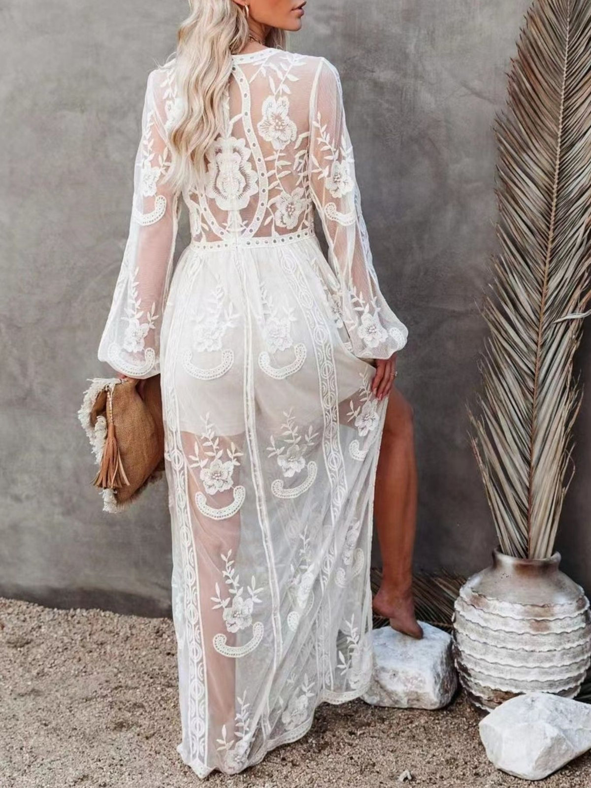 Floral Lace Slit Maxi Dress (8)
