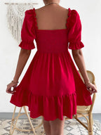 Smocked Square Neck Short Sleeve Dress (10)